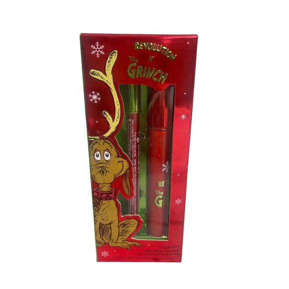 Revolution  x‎ The GRINCH  Christmas Little Max Lip Kit  - Liner & Lipstick NEW - Picture 1 of 2